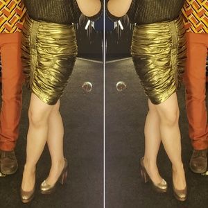 ⚡⚡Gold Lamé Ruched Miniskirt⚡⚡